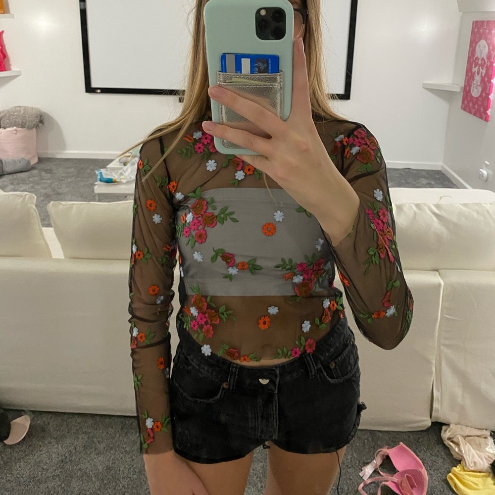 Urban Outfitters Mesh Floral Long sleeve NWOT